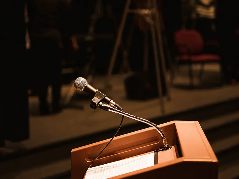 Microphone at an Islamic event lectern